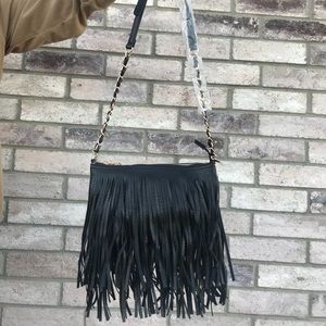 Black and Gold Fringe Shoulder Bag